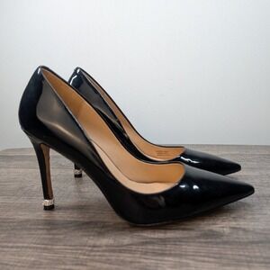 Badgley Mischka Black Pointed Toe Patent Leather Stiletto‎ Heels Pumps Size 8